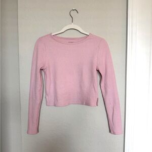 PacSun Pink Fitted Crop Long Sleeve Sweatshirt